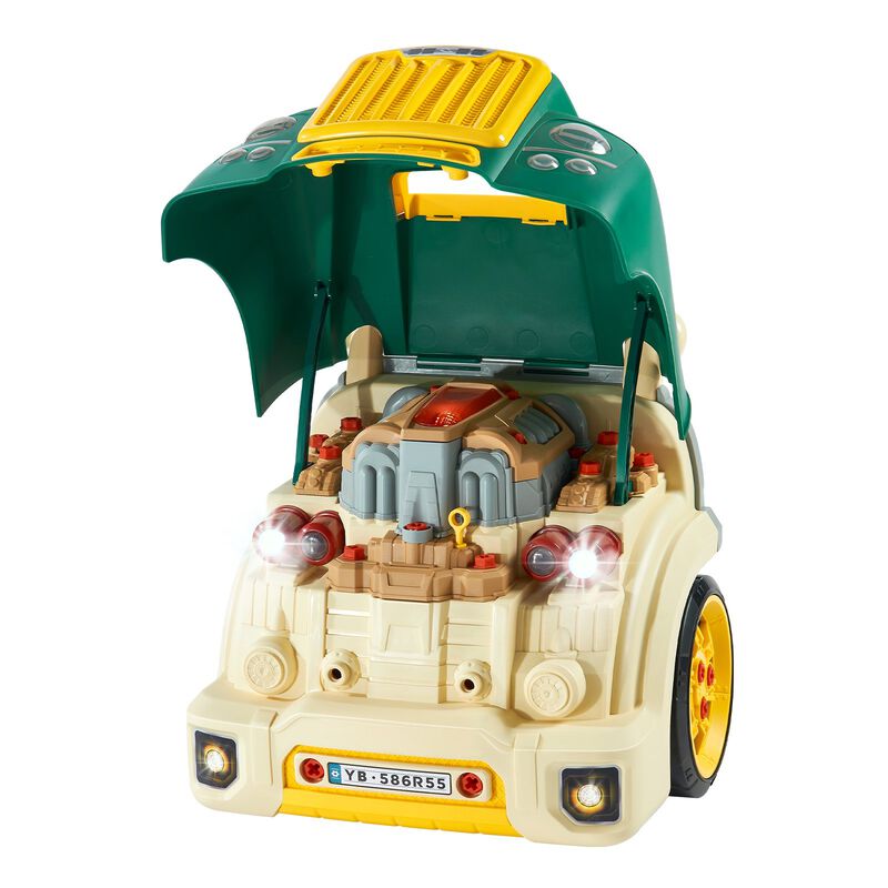 Kids Engine Toy Set, 60PCS Mechanic Car Workshop with Lights, Sounds & Steering Wheel image number 7