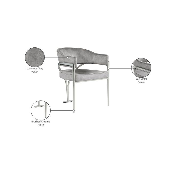 Meridian Furniture Madelyn Grey Velvet Dining Chair, Set of 2