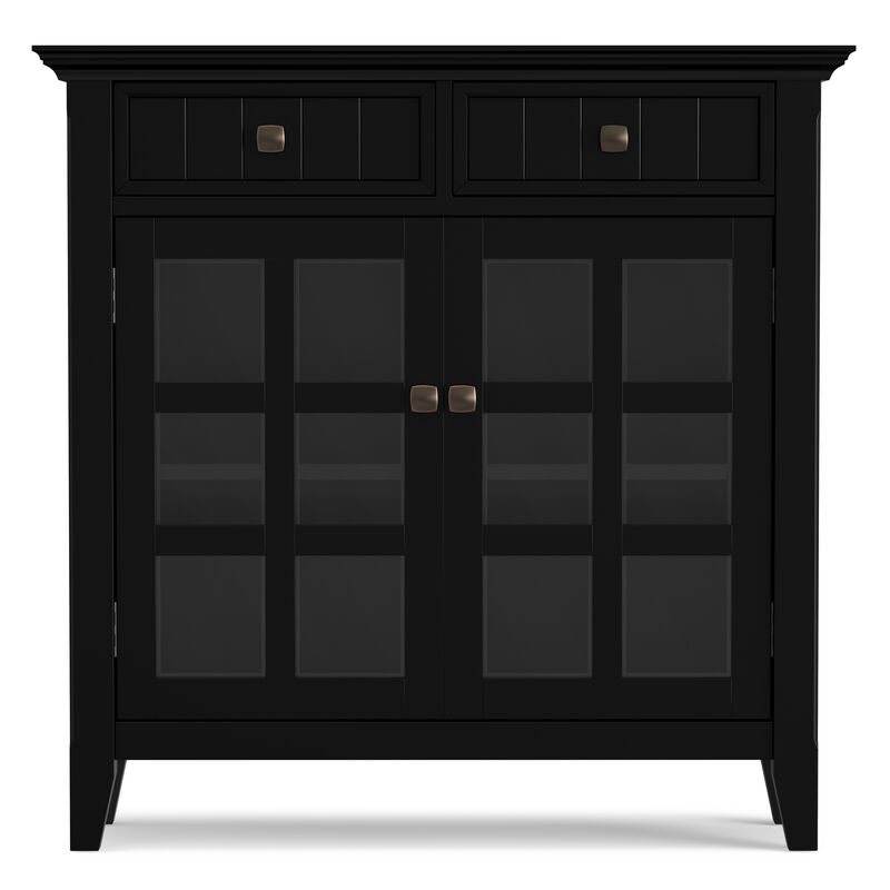 Acadian SOLID WOOD 36 inch Wide Transitional Entryway Hallway Storage Cabinet in Black