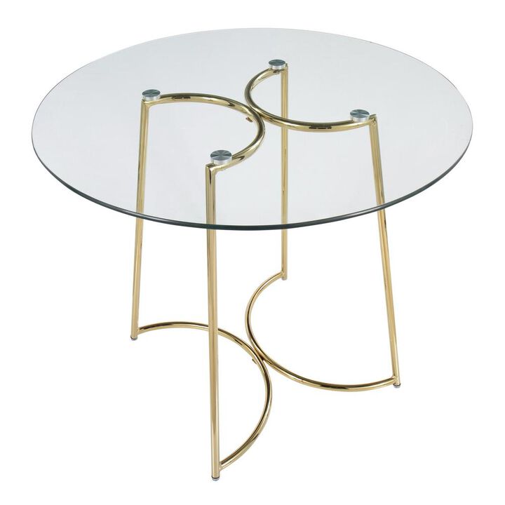 LumiSource Gold Steel, Clear Glass Cece Dinette Table