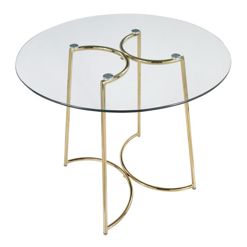 LumiSource Gold Steel, Clear Glass Cece Dinette Table