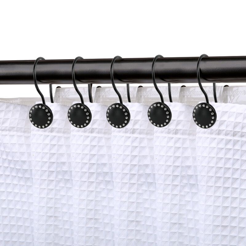 Utopia Alley Rust-Resistant Metal Double Shower Curtain Hooks, Shower Hooks Hangers for Bathroom, Kitchen Utensils, Curtains, Clothing, Towels etc - Set of 12 image number 1