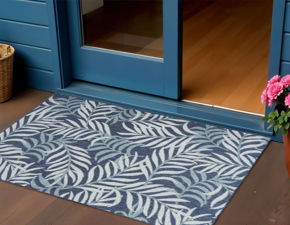 HomeRoots Palm Leaf Indoor Outdoor Area Rug