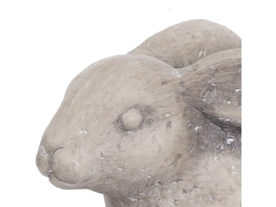 Antique Styled Raw Textured Polyresin Ideal Rabbit Planter, Medium, Gray - Benzara
