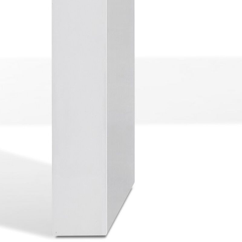 Libi 47 Inch Console Table, Minimalist Rectangular Top, Lacquered White image number 2