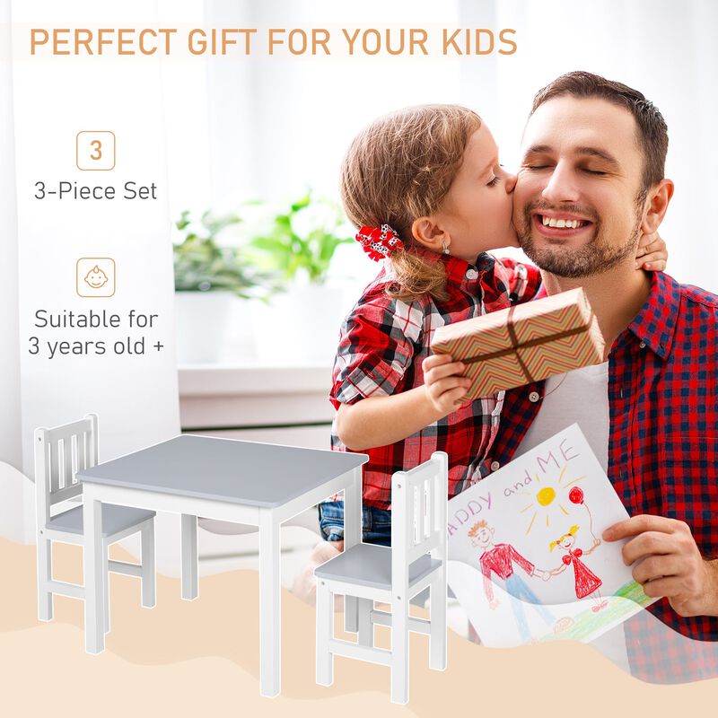 Gray Kids' Activity Set: 3-Piece Table and Chairs for Arts and Crafts