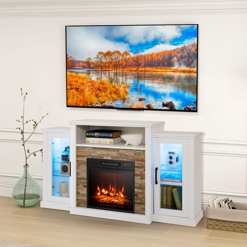 LED Fireplace TV Stand with 16-Color Lights for TVs