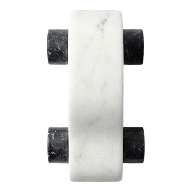 6x3" Decorative Car, White & Black Marble W/brass image number 2
