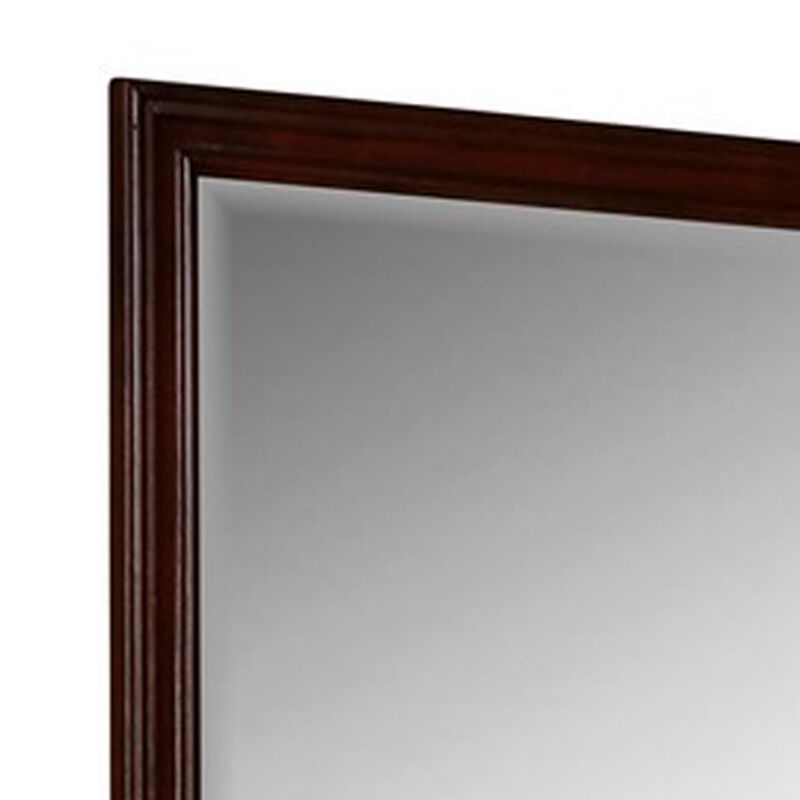 Umi 39 x 39 Dresser Mirror, Molded Design Solid Wood Cherry Square Frame image number 3