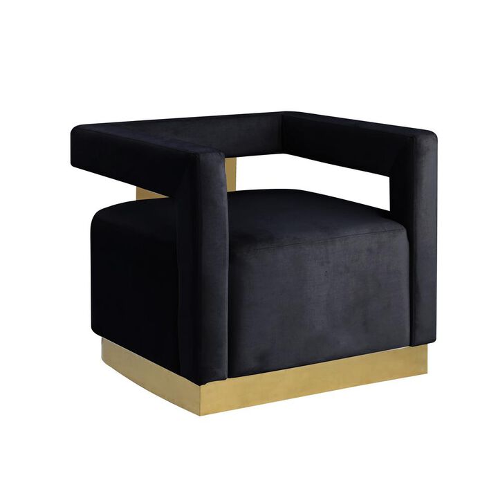 Best Master Furniture Connor Velvet Upholstered Accent Chair in Black