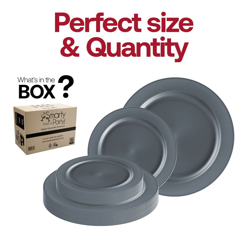 Matte Charcoal Gray Round Plastic Dinnerware Value Set (40 Sets) image number 4