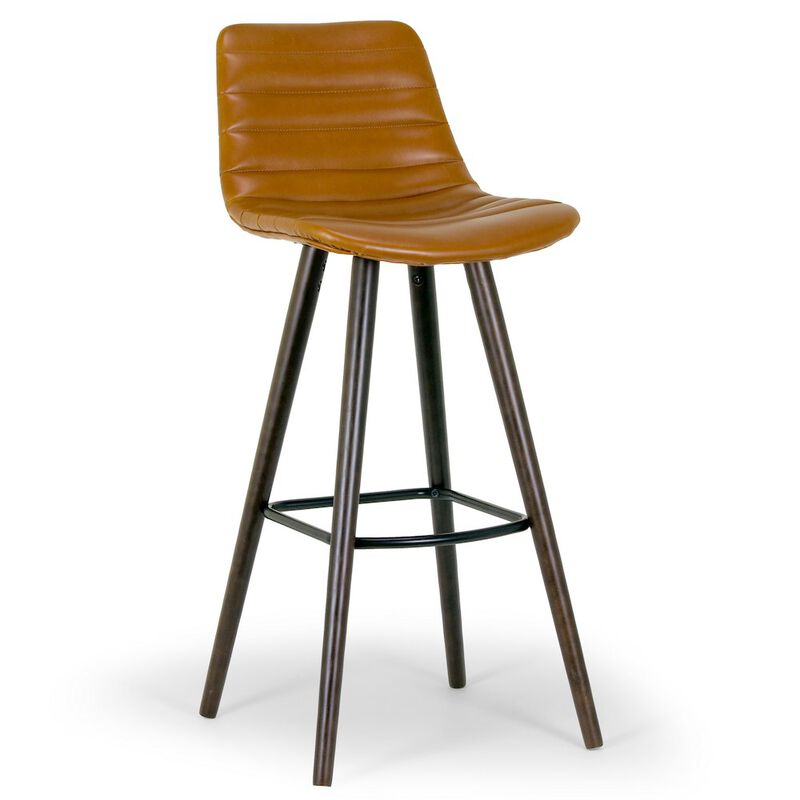 Glamour Home Set of 2 Alden Caramel Brown Bar Stool with Beech Legs