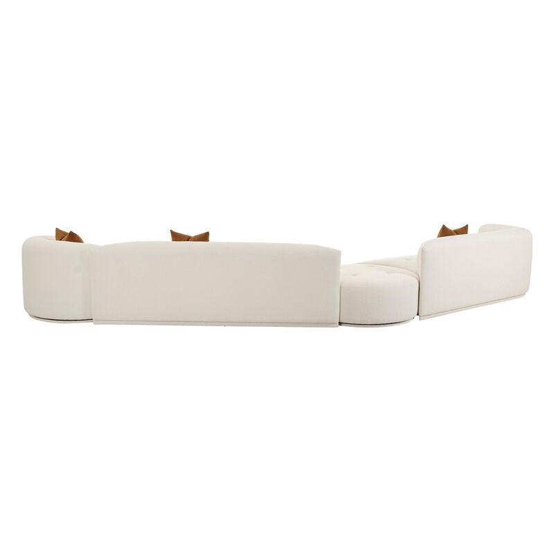 Fickle Cream Boucle 4-Piece Modular LAF Sectional image number 3