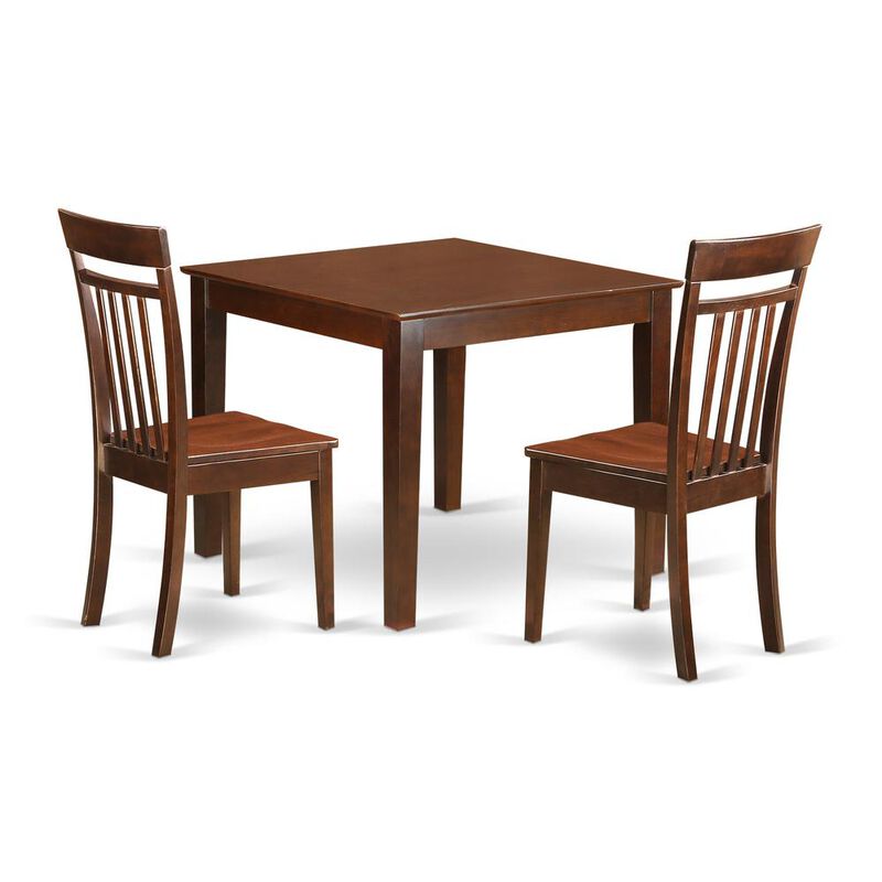 3 PC Dinette Table set with a Dining Table and 2 Dining Chairs in Mahogany