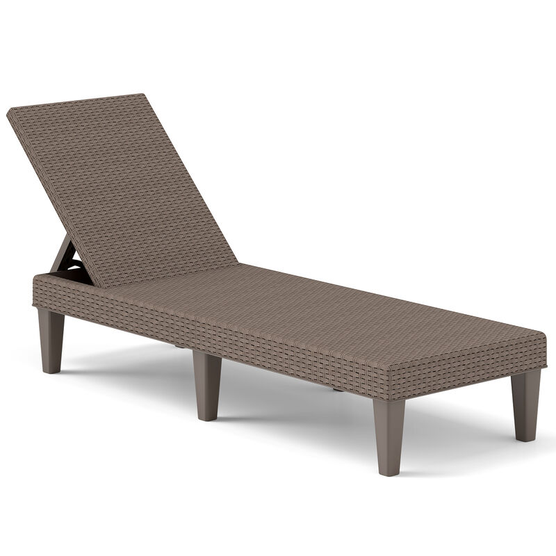 Outdoor Chaise Lounger Chair with Waterproof Rattan Textured PP Surface