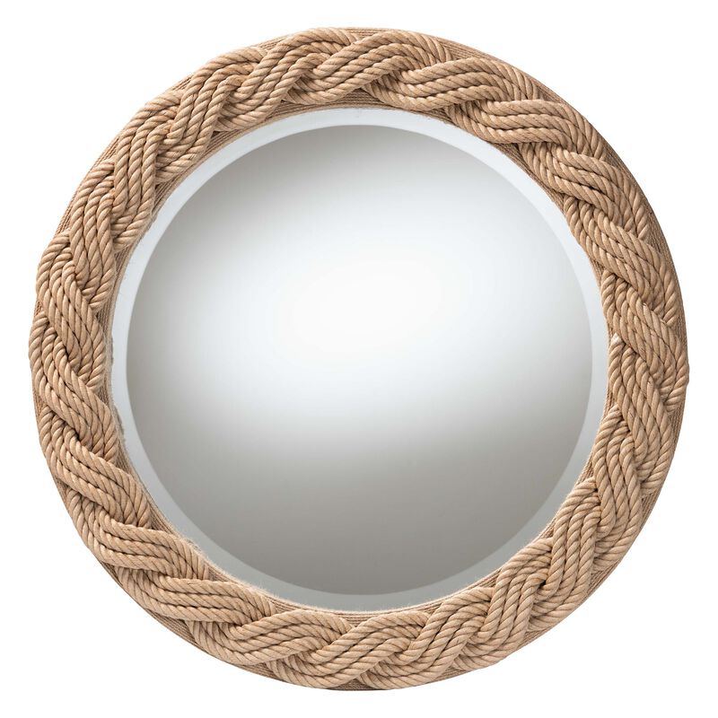 bali & pari Romana Braided Rope Mirror &ndash; Coastal Mirror with Woven Jute Accents for Farmhouse, Boho Wall Decor, Beach House