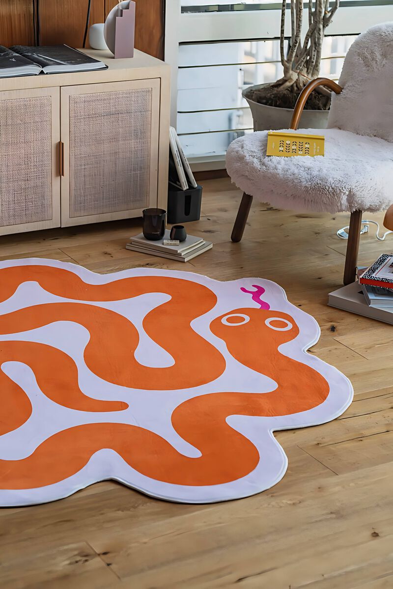 Lany Space Area Rug, Washable Rugs Non-Slip, Spiral Snake Design Rug for Living Room image number 5
