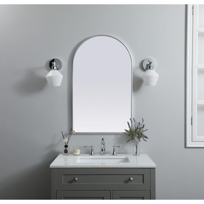 Elegant Decor Metal Frame Arch Mirror 22x36 Inch in Silver