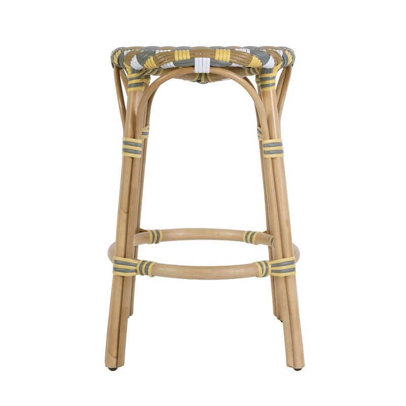 Butler Specialty Ballito 24 in. Seat Height Oval Rattan Counter Stool, Yellow and Brown image number 5