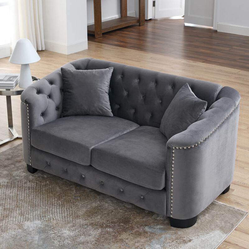 Velvet Chesterfield Sofa Set image number 5