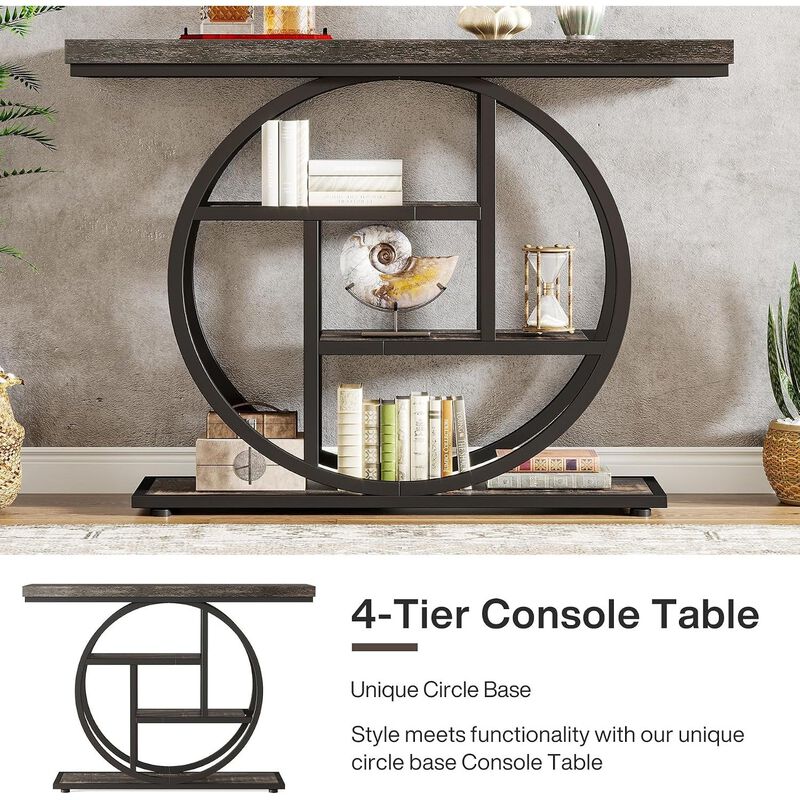 Tribesigns Industrial 4-Tier Wood Console Table image number 3