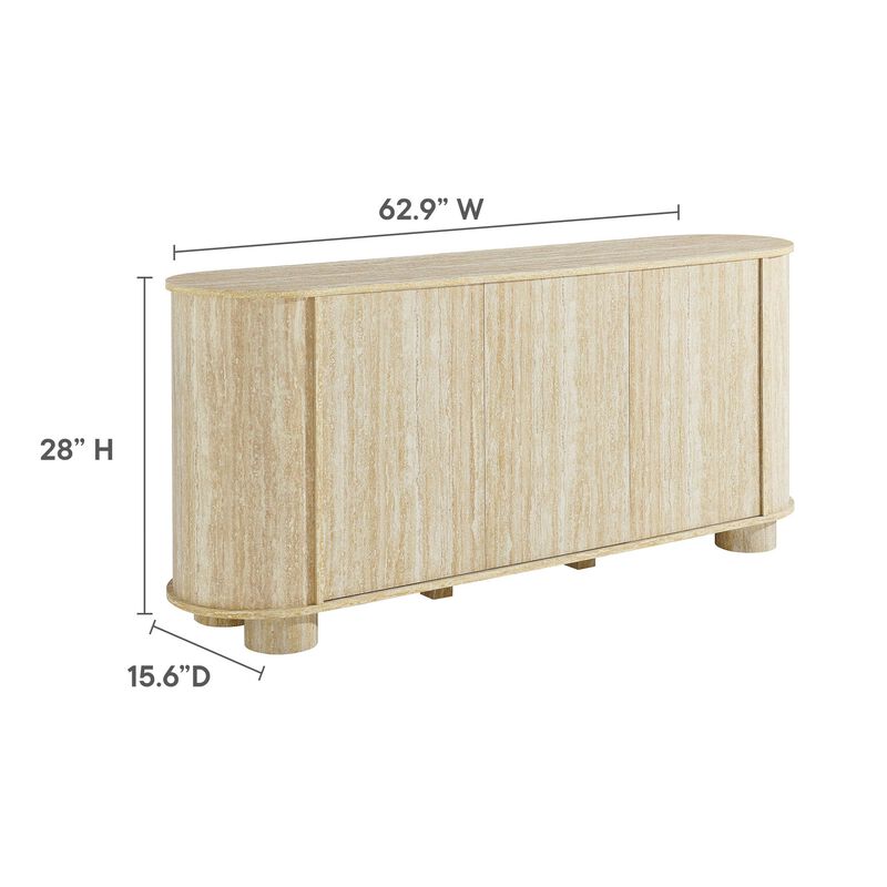Overture 63" Oval Sideboard in Travertine image number 2