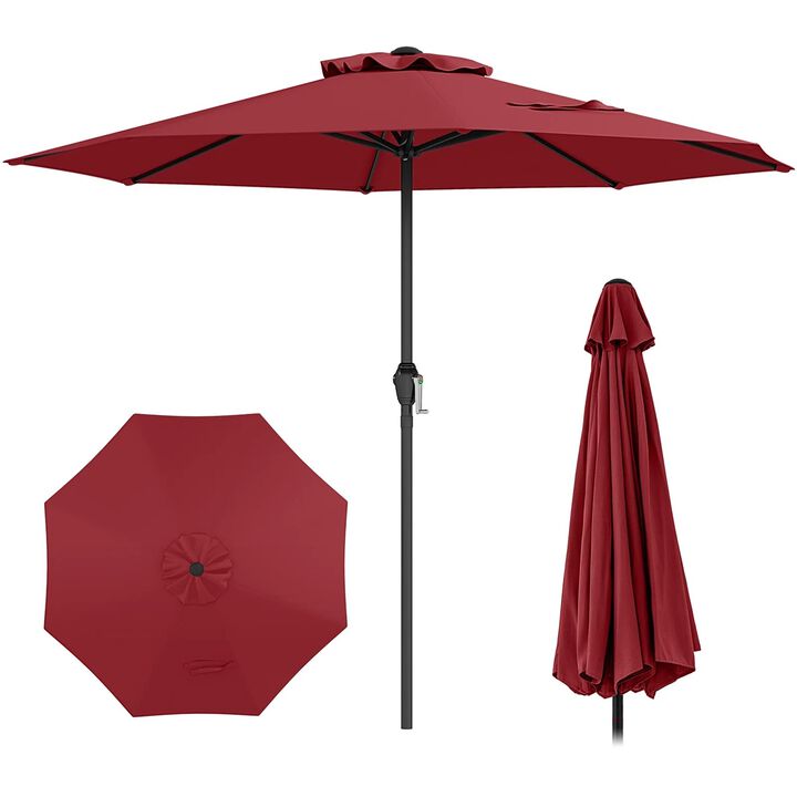 Outdoor Heavy Duty Market Umbrella with Crank Handle, 8 Sturdy Ribs Patio Umbrella