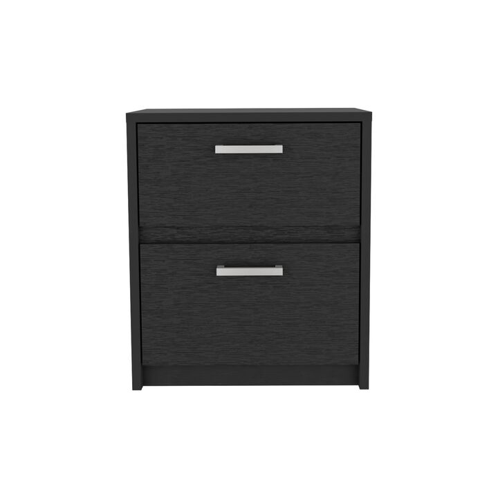 Streamdale Trivor 2 Drawers Nightstand, Metal Handles - Black