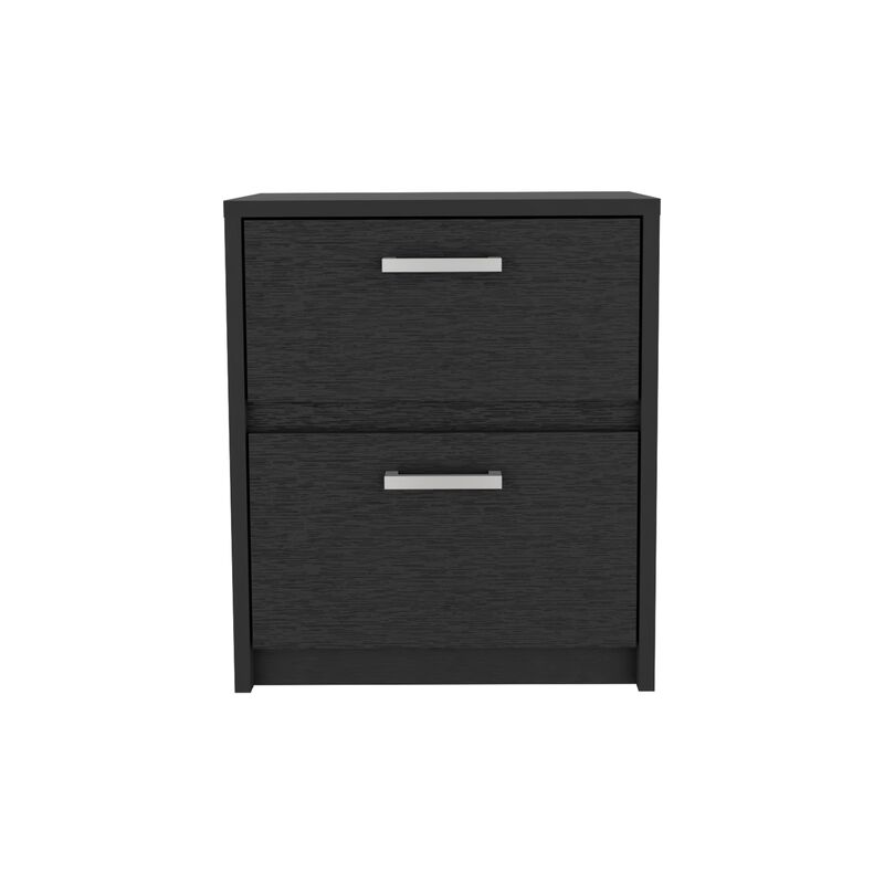 Streamdale Trivor 2 Drawers Nightstand, Metal Handles - Black