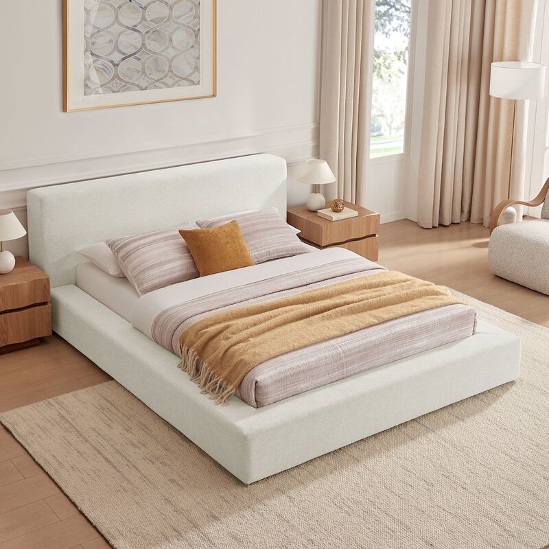 Luma Chenille Upholstered Queen Platform Bed Frame image number 8