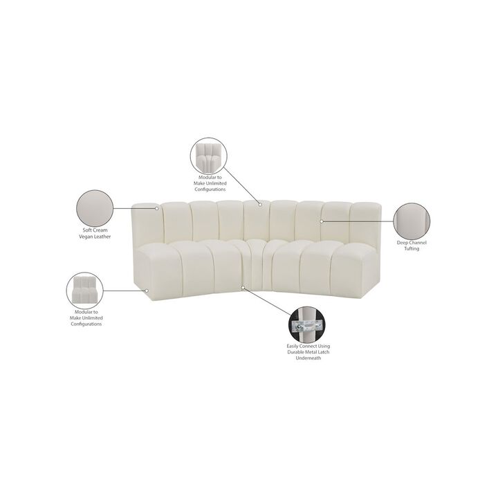 Meridian Furniture Arc Cream Vegan Leather Modular Sofa