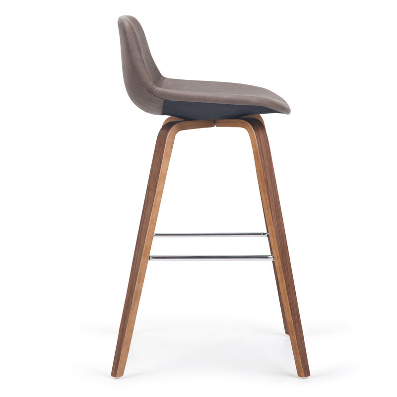 Randolph Mid-Century Modern 28 inch Bentwood Counter/ Bar Height Stool (Set of 2) in Distressed Chocolate Brown Vegan Faux Leather