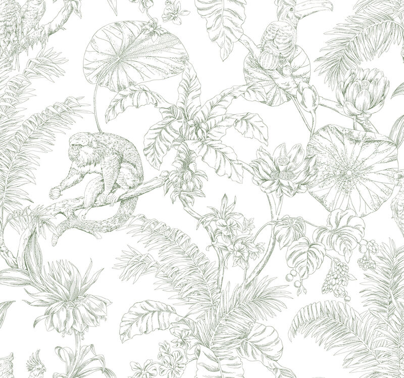Tropical Sketch Toile Wallpaper image number 2