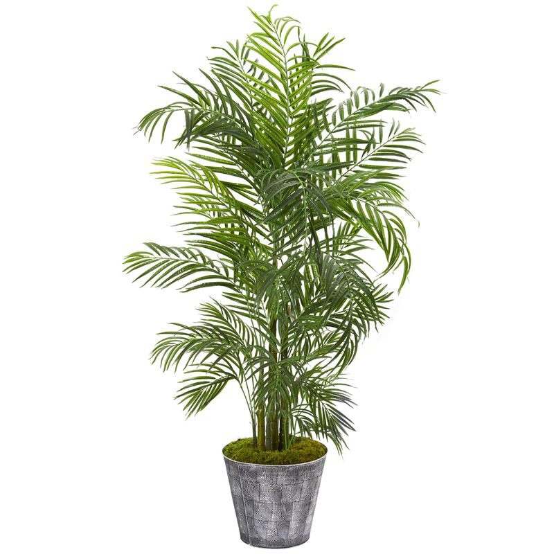 HomPlanti 63 Inches Areca Palm Artificial Tree in Decorative Planter UV Resistant (Indoor/Outdoor)