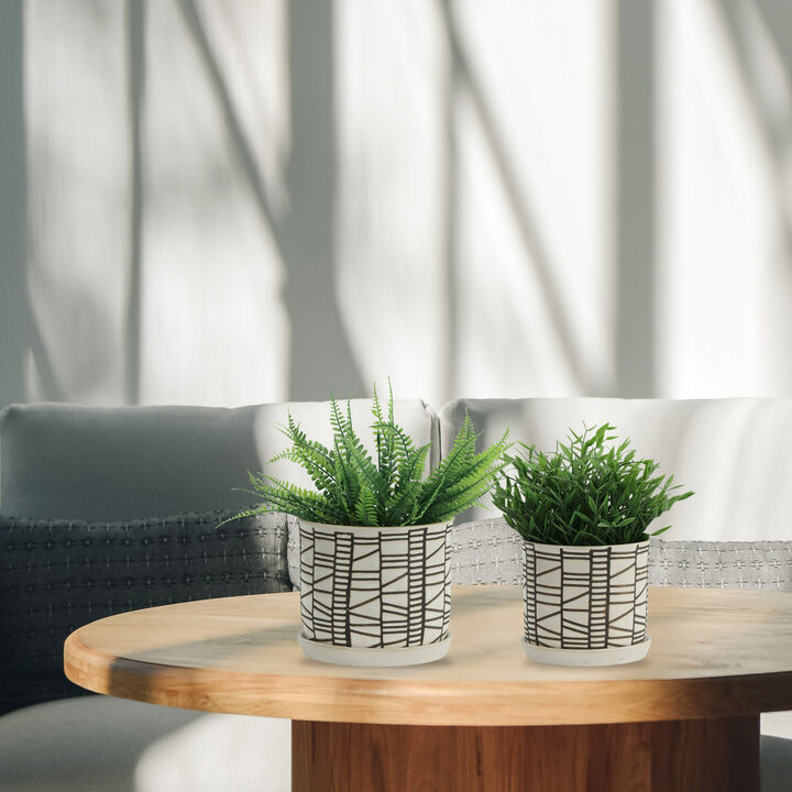 Planter W/ Saucer, Beige