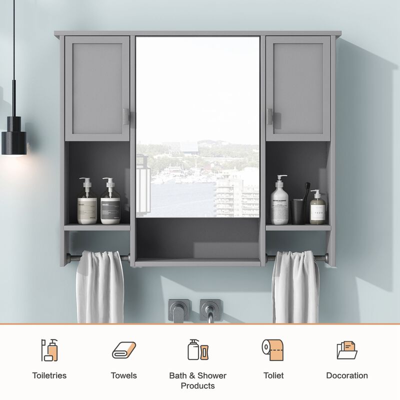 ELEMENT ACE Modern Wall Mounted Bathroom Storage Cabinet with Mirror and Towel Bar image number 9