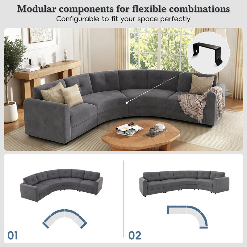 Merax Curved Modular Sectional Sofa with Customizable Layout, High-Resilience Foam & Pocket Spring Seats image number 6