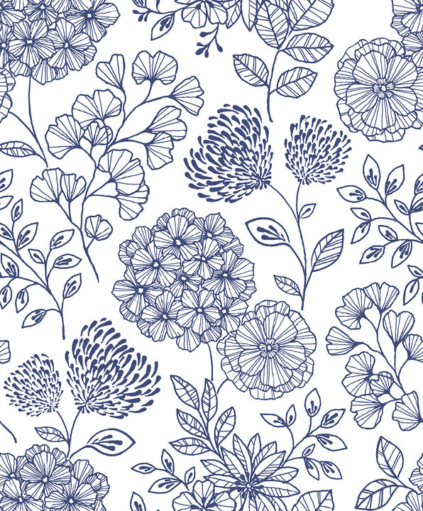 Ada Blue Floral Wallpaper