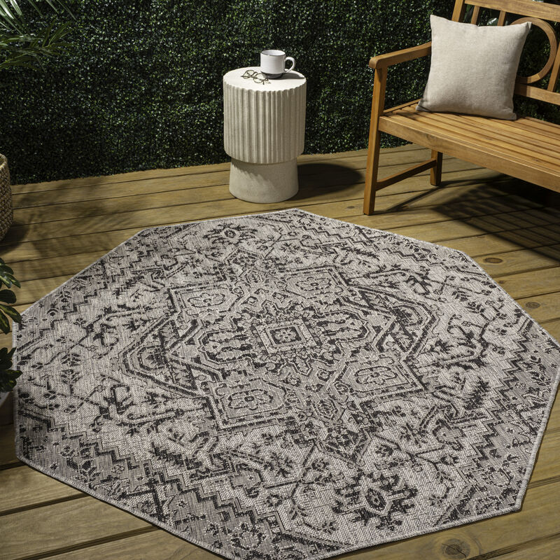 Estrella Bohemian Medallion Textured Weave Octagon Indoor/Outdoor Area Rug