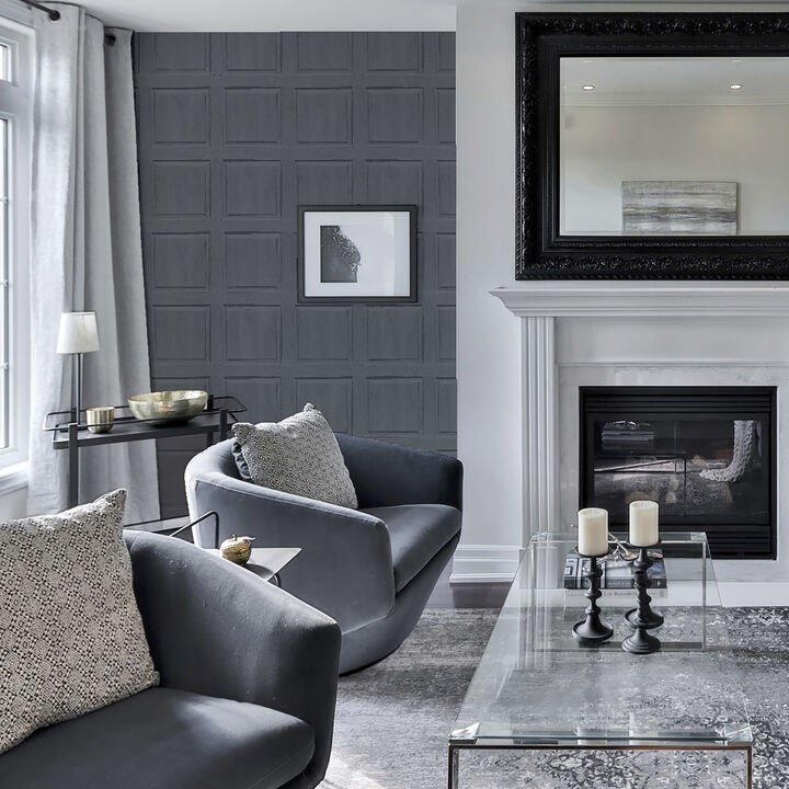 Bellamy Charcoal Wooden Panel Wallpaper