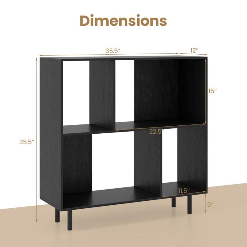 Hivvago Open Shelf Bookcase with 4 Compartments