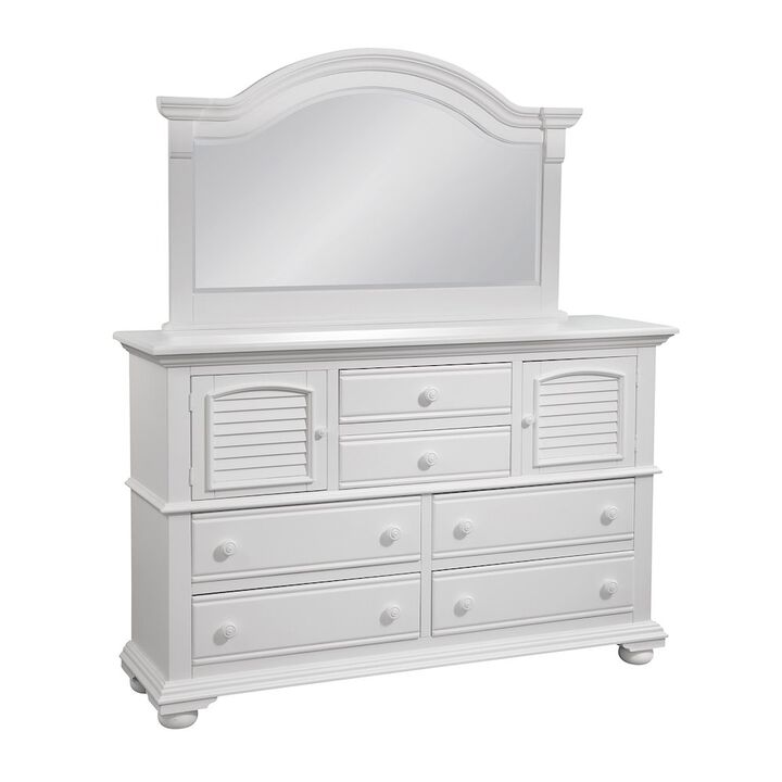 American Woodcrafters Cottage Traditions High Dresser with Mirror - White Cottage