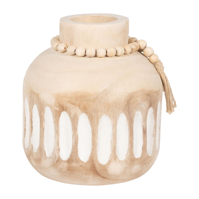 Wood, 8" Round Ridged Vase image number 2