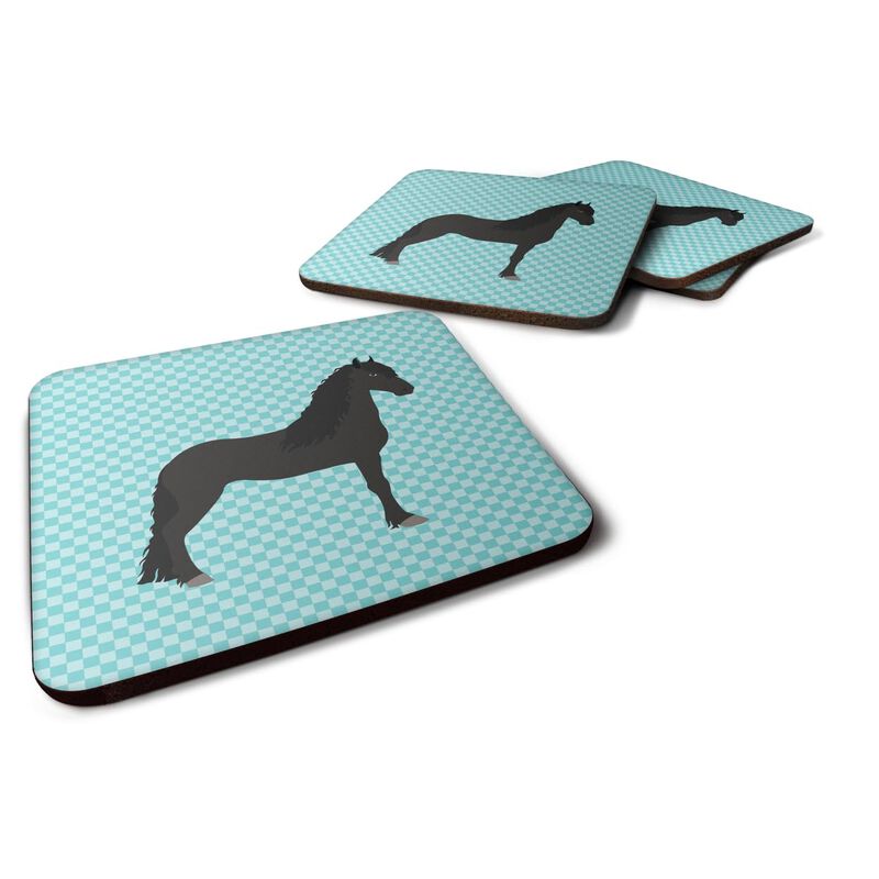 Caroline's Treasures Friesian Horse Blue Check Decorative coasters, 3.5, Multicolor