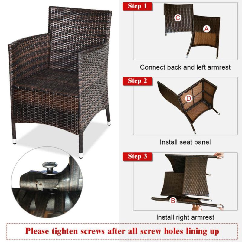 Hivvago 3 Pieces Ergonomic Wicker Patio Conversation Set
