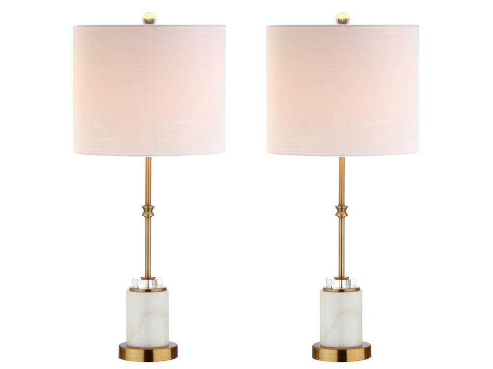 Harper 27" Marble/Crystal LED Table Lamp, Brass (Set of 2)