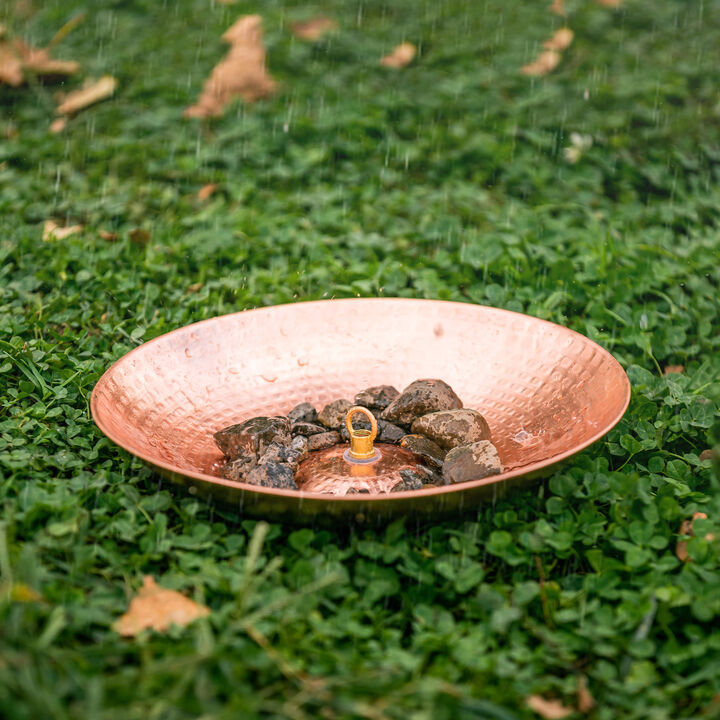 Marrgon 11" Copper Anchoring Basin - Metal Bowl for Rain Chain Downspouts