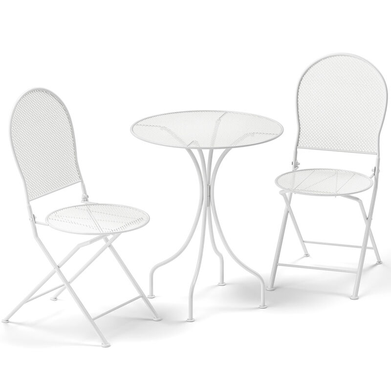 Metal Bistro Patio Furniture Set &ndash; Round Table & 2 Folding Chairs