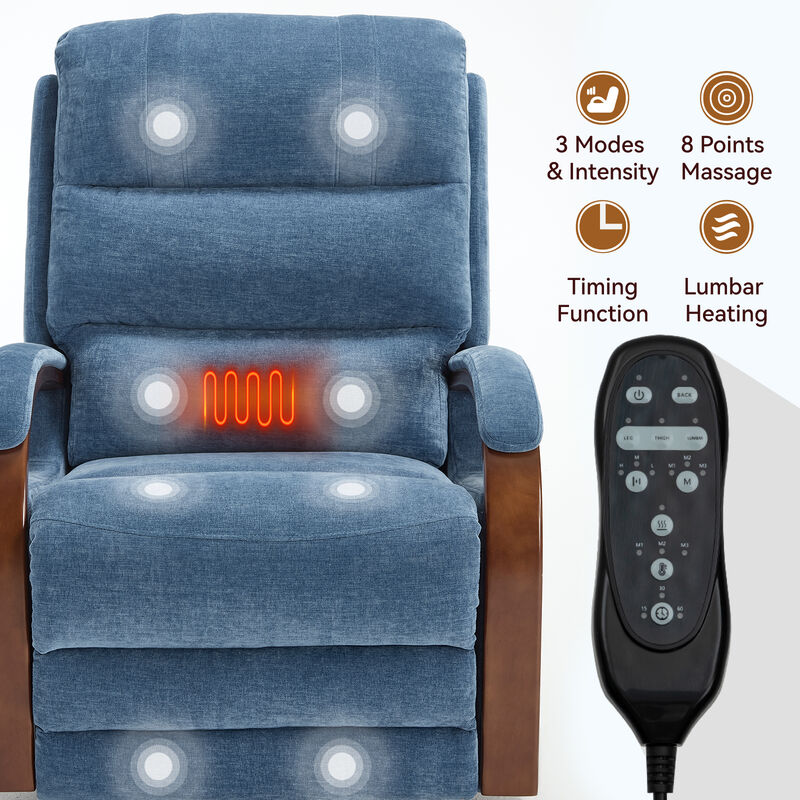 Power Leatheraire Lift Recliner Chair Dual Motor Infinite Position with Solid Wood Armrests, Heat Massage image number 5