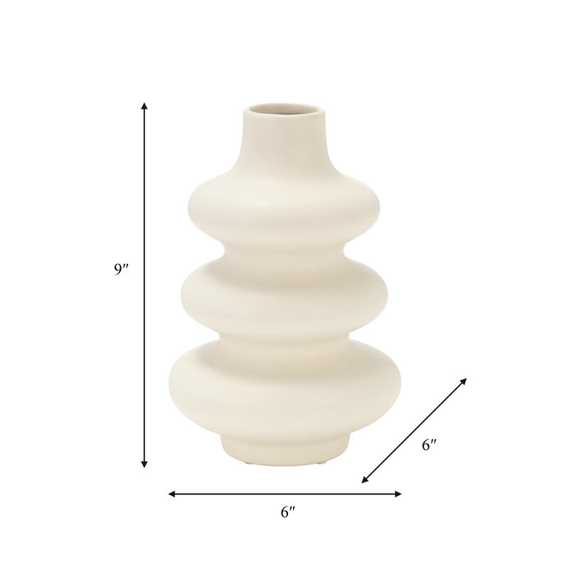 9" Ivory Stone Sphere Vase